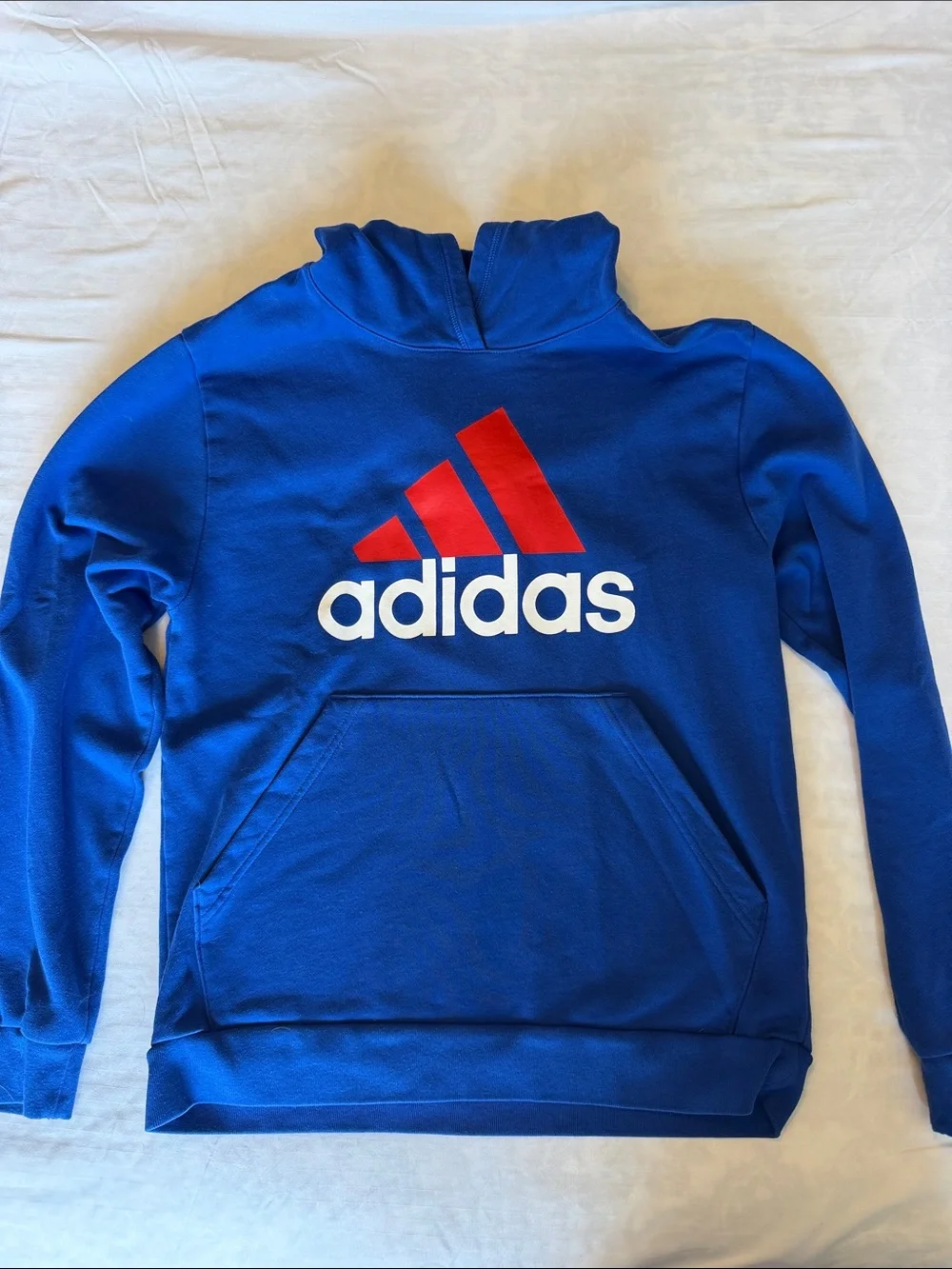 Adidas Royal Blue Boy’s Hoodie with Red Logo